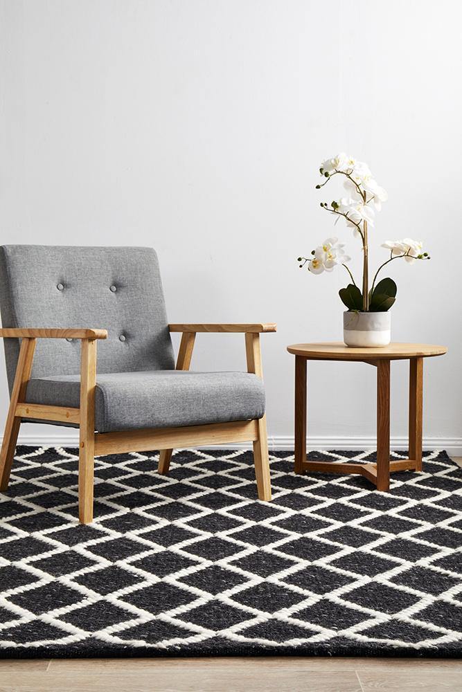 Huxley Black Rug - Cozy Rugs Australia