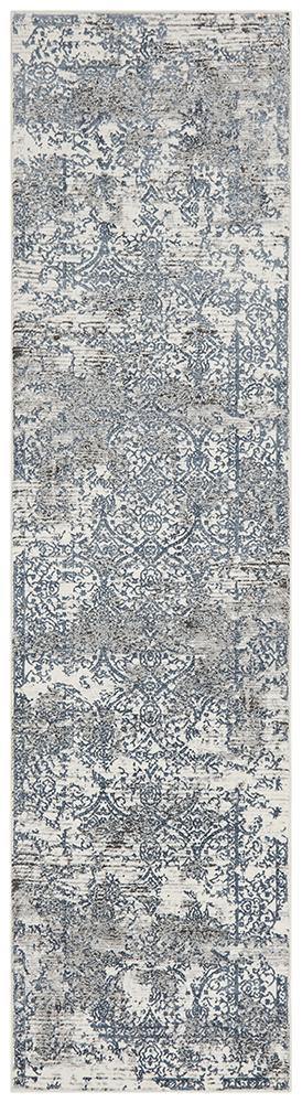 Kendra Yasmin Distressed Transitional Rug White Blue Grey - Cozy Rugs Australia