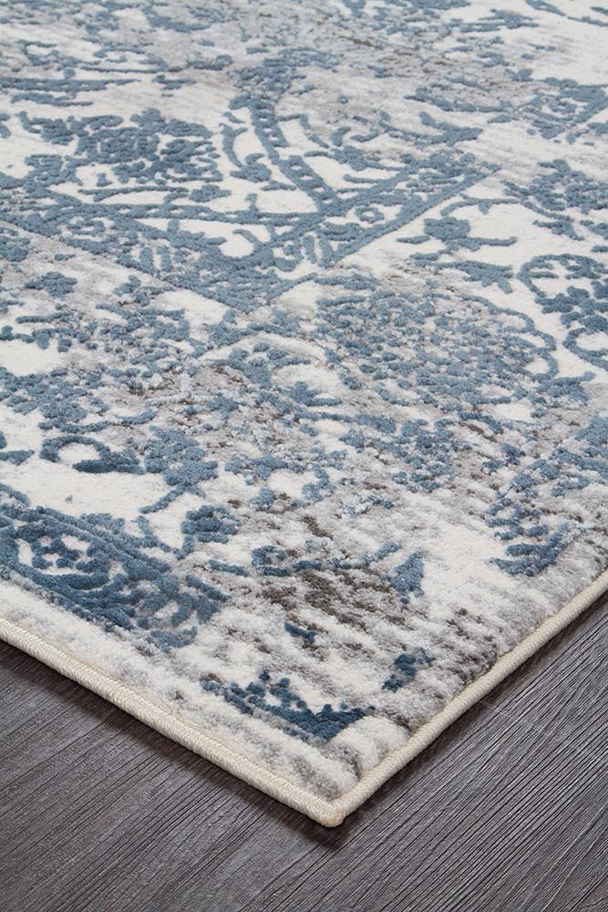 Kendra Yasmin Distressed Transitional Rug White Blue Grey - Cozy Rugs Australia
