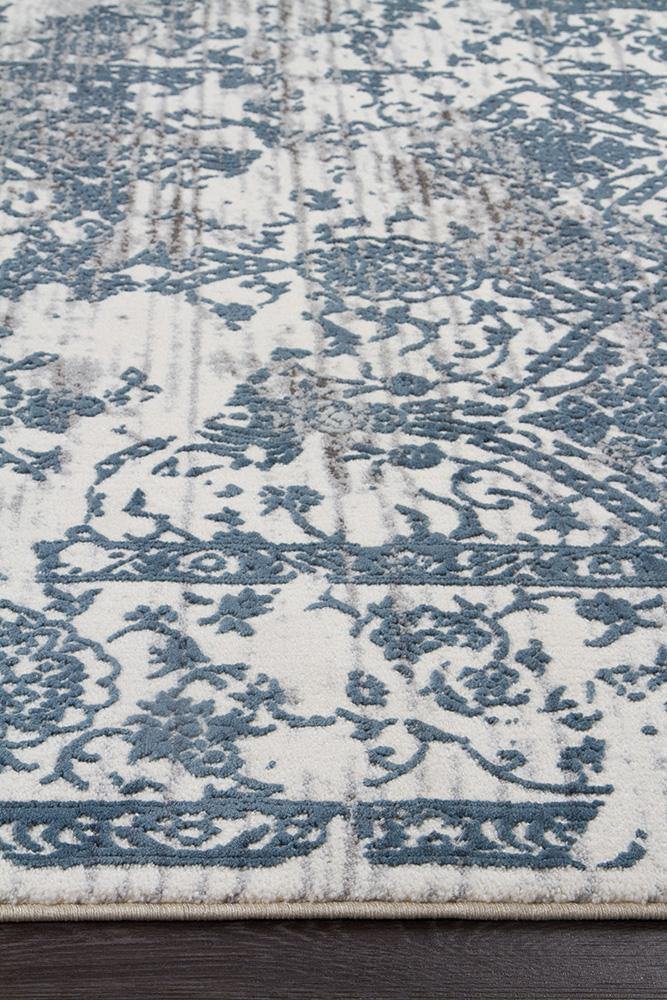 Kendra Yasmin Distressed Transitional Rug White Blue Grey - Cozy Rugs Australia
