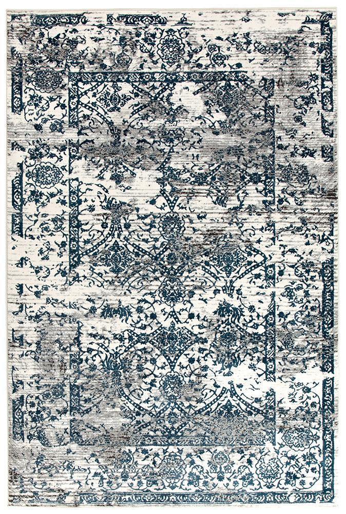 Kendra Yasmin Distressed Transitional Rug White Blue Grey - Cozy Rugs Australia