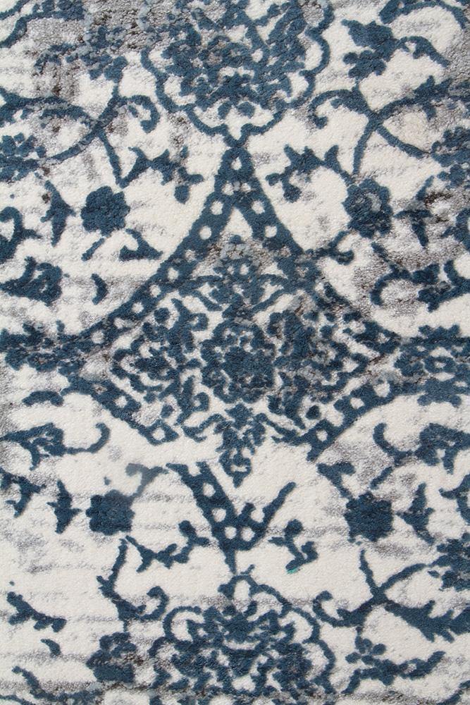Kendra Yasmin Distressed Transitional Rug White Blue Grey - Cozy Rugs Australia