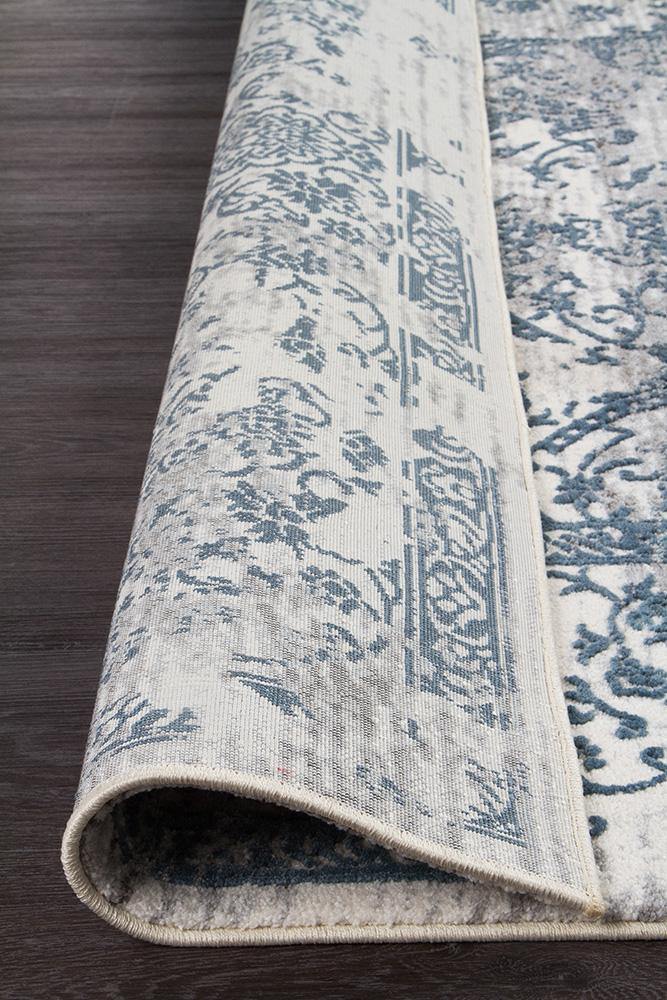 Kendra Yasmin Distressed Transitional Rug White Blue Grey - Cozy Rugs Australia