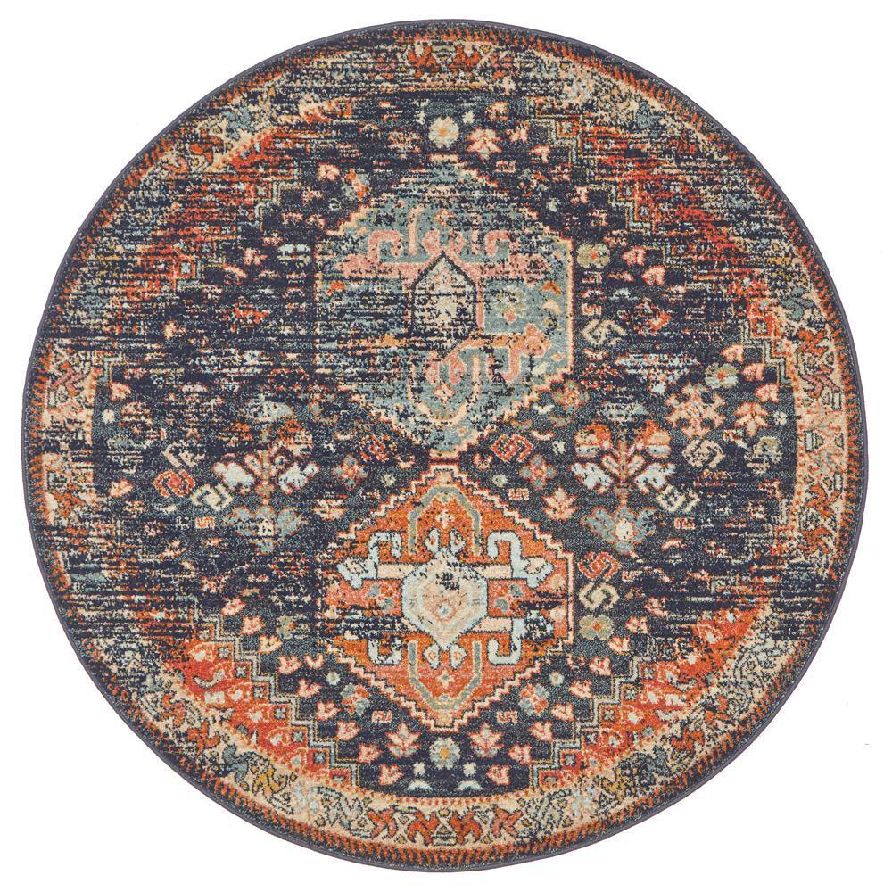 Legacy 854 Navy Round Rug - Cozy Rugs Australia