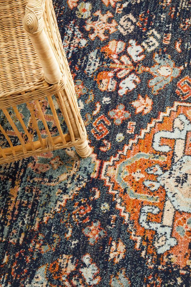 Legacy 854 Navy Round Rug - Cozy Rugs Australia