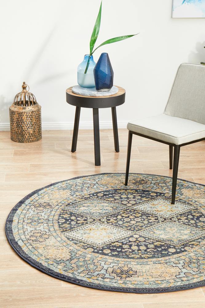 Legacy 857 Navy Round Rug - Cozy Rugs Australia