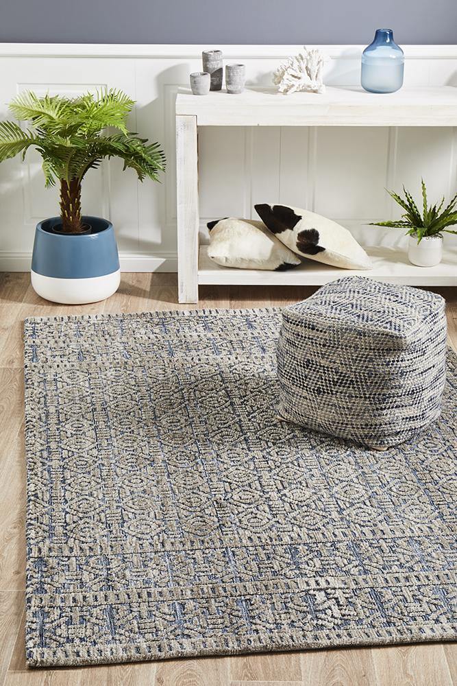 Levi Miriam Navy Grey Rug - Cozy Rugs Australia