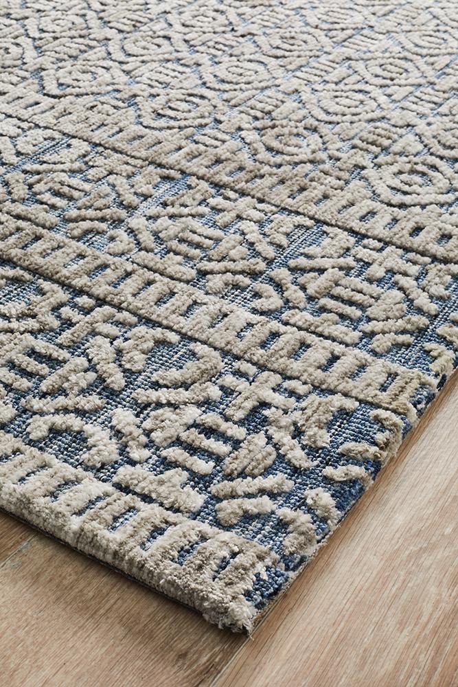 Levi Miriam Navy Grey Rug - Cozy Rugs Australia