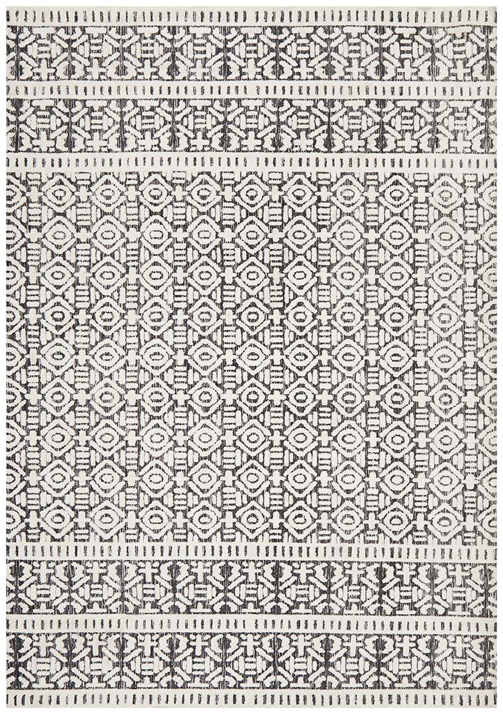 Levi Adonis Ivory Black Rug - Cozy Rugs Australia
