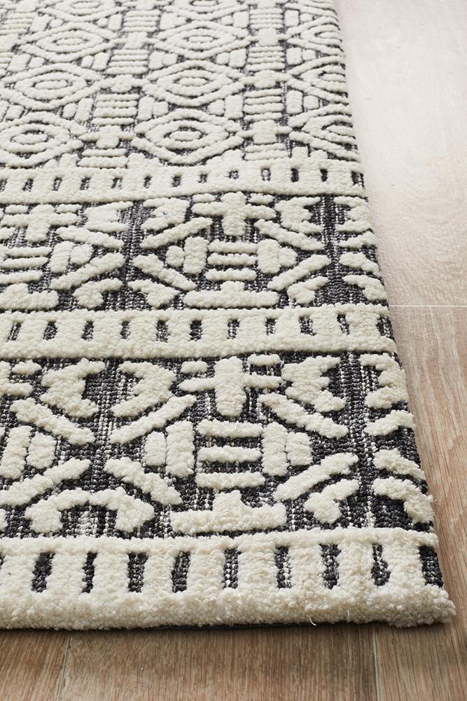 Levi Adonis Ivory Black Rug - Cozy Rugs Australia