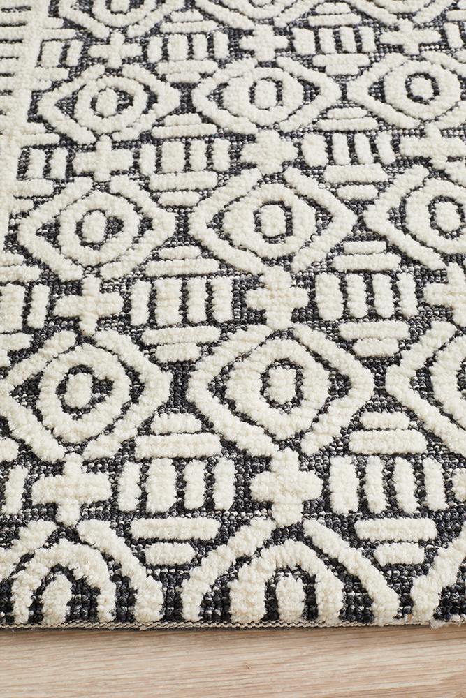 Levi Adonis Ivory Black Rug - Cozy Rugs Australia