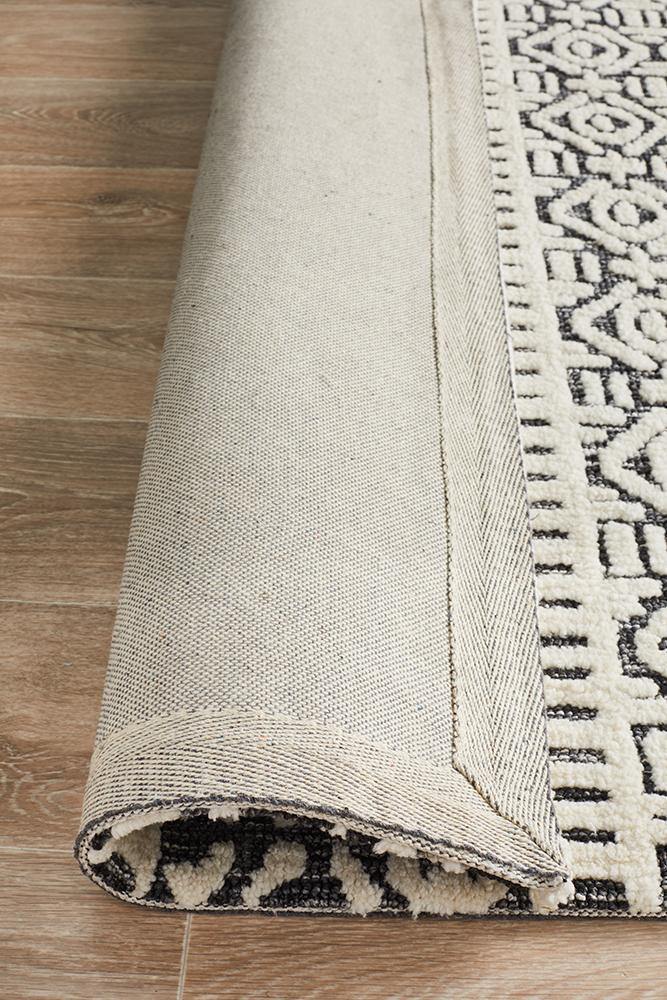 Levi Adonis Ivory Black Rug - Cozy Rugs Australia