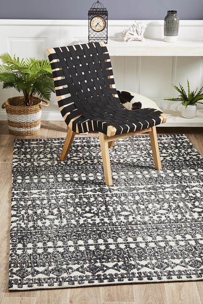 Levi Yasmin Ivory Black Rug - Cozy Rugs Australia