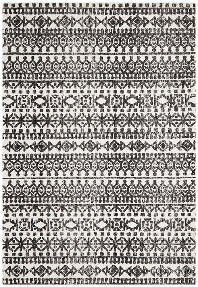 Levi Yasmin Ivory Black Rug - Cozy Rugs Australia