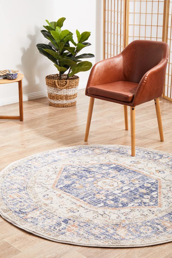 Mayfair Lorissa Blue Round Rug - Cozy Rugs Australia