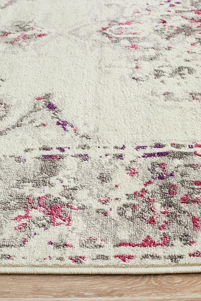 Alexa Transitional Rug White Pink Grey - Cozy Rugs Australia