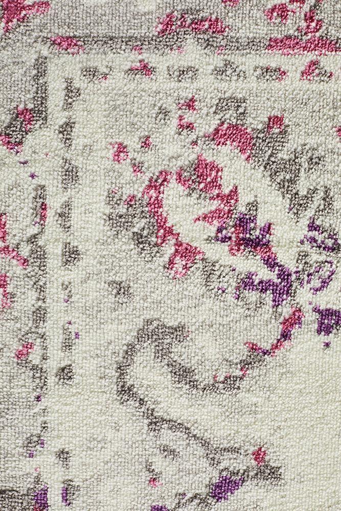 Alexa Transitional Rug White Pink Grey - Cozy Rugs Australia