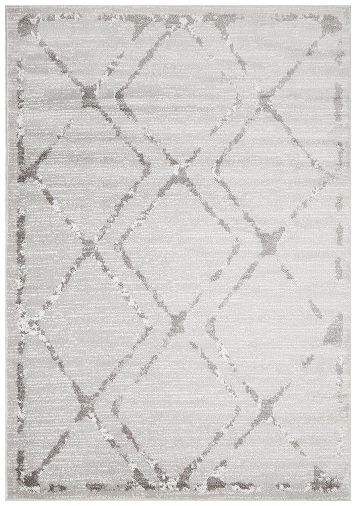 Kendall Contemporary Diamond Rug Silver Grey - Cozy Rugs Australia