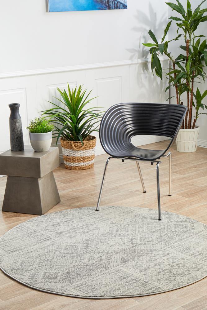 Mirage Zelda Silver Grey Round Rug - Cozy Rugs Australia