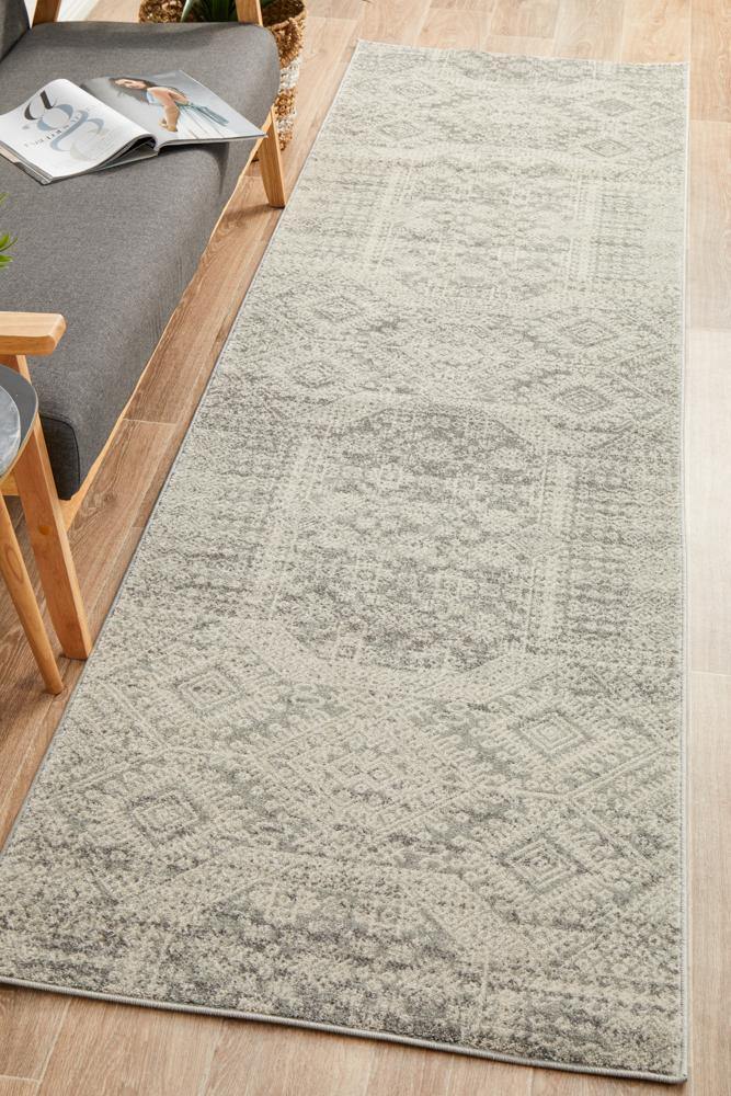 Mirage Zelda Silver Grey Runner Rug - Cozy Rugs Australia