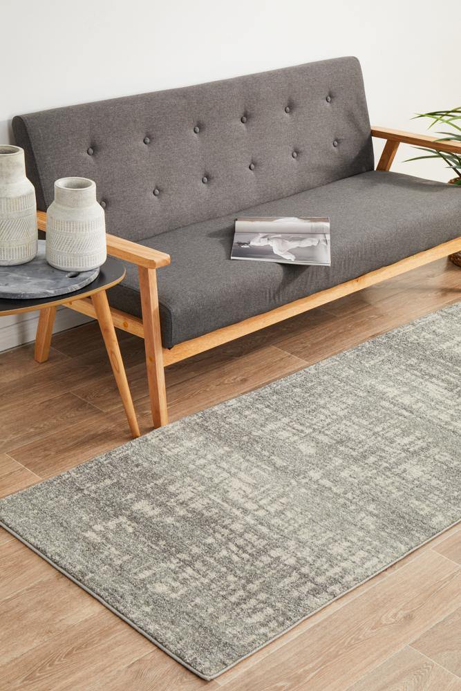 Mirage Ashley Abstract Modern Silver Grey Runner Rug - Cozy Rugs Australia