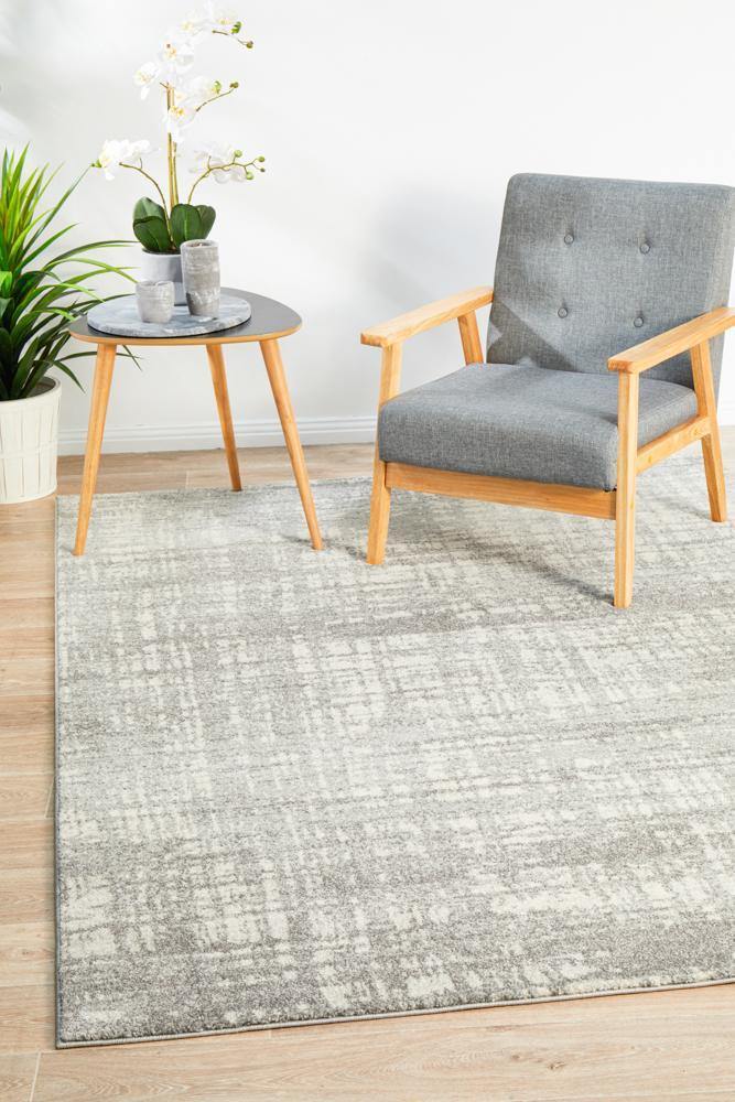 Mirage Ashley Abstract Modern Silver Grey Rug - Cozy Rugs Australia