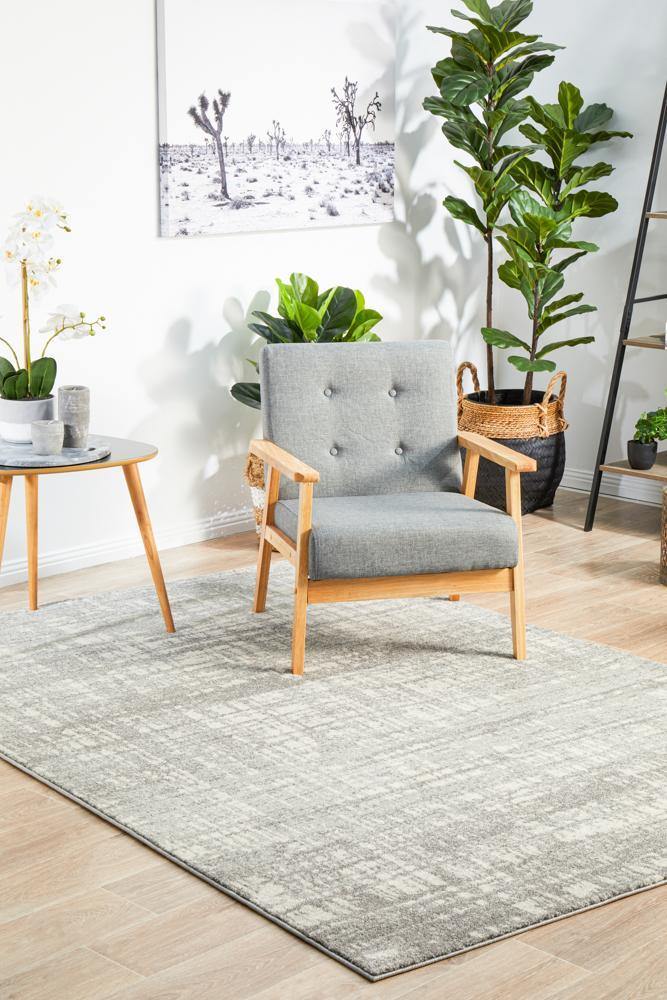 Mirage Ashley Abstract Modern Silver Grey Rug - Cozy Rugs Australia
