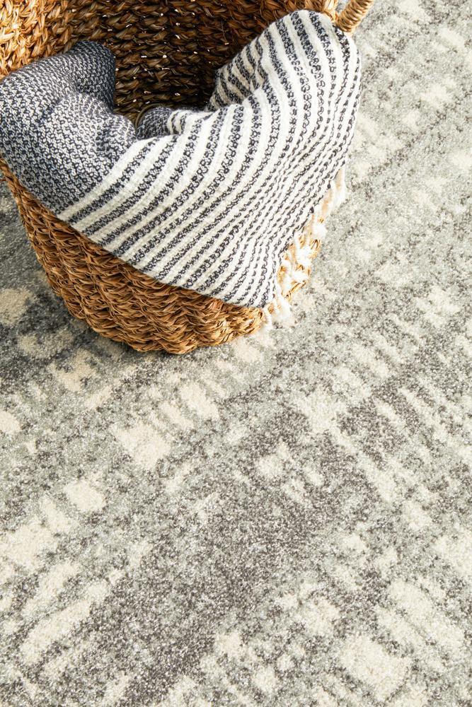 Mirage Ashley Abstract Modern Silver Grey Rug - Cozy Rugs Australia