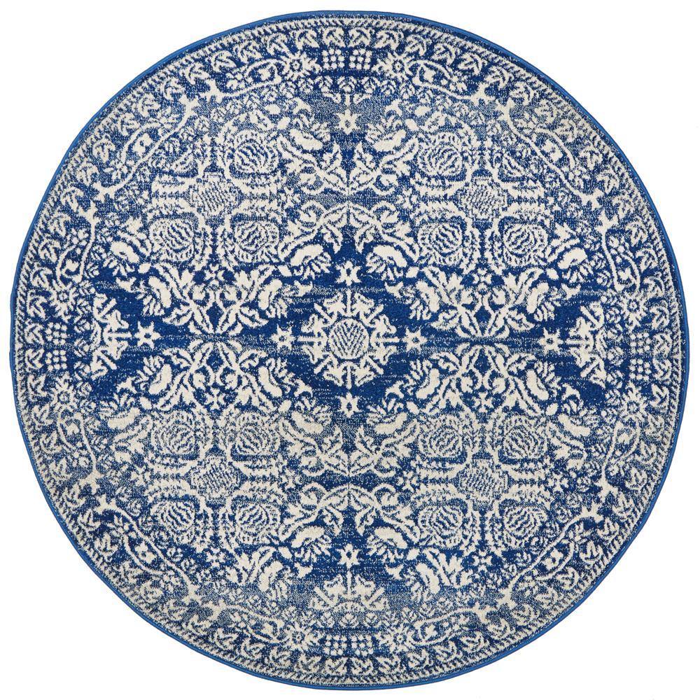Mirage Gwyneth Stunning Transitional Navy Round Rug - Cozy Rugs Australia