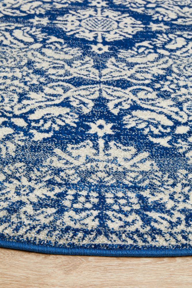 Mirage Gwyneth Stunning Transitional Navy Round Rug - Cozy Rugs Australia