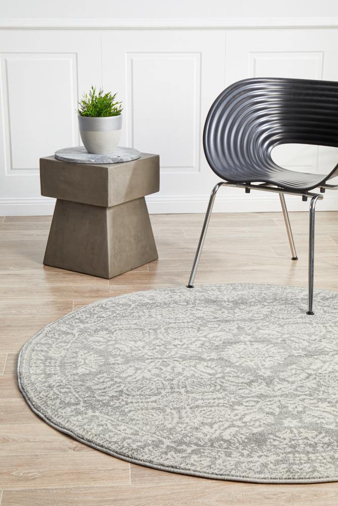 Mirage Gwyneth Stunning Transitional Silver Round Rug - Cozy Rugs Australia