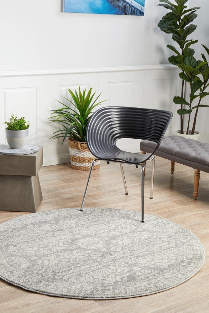 Mirage Gwyneth Stunning Transitional Silver Round Rug - Cozy Rugs Australia