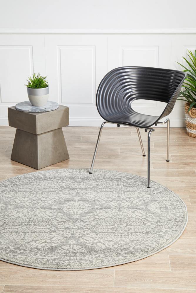 Mirage Gwyneth Stunning Transitional Silver Round Rug - Cozy Rugs Australia