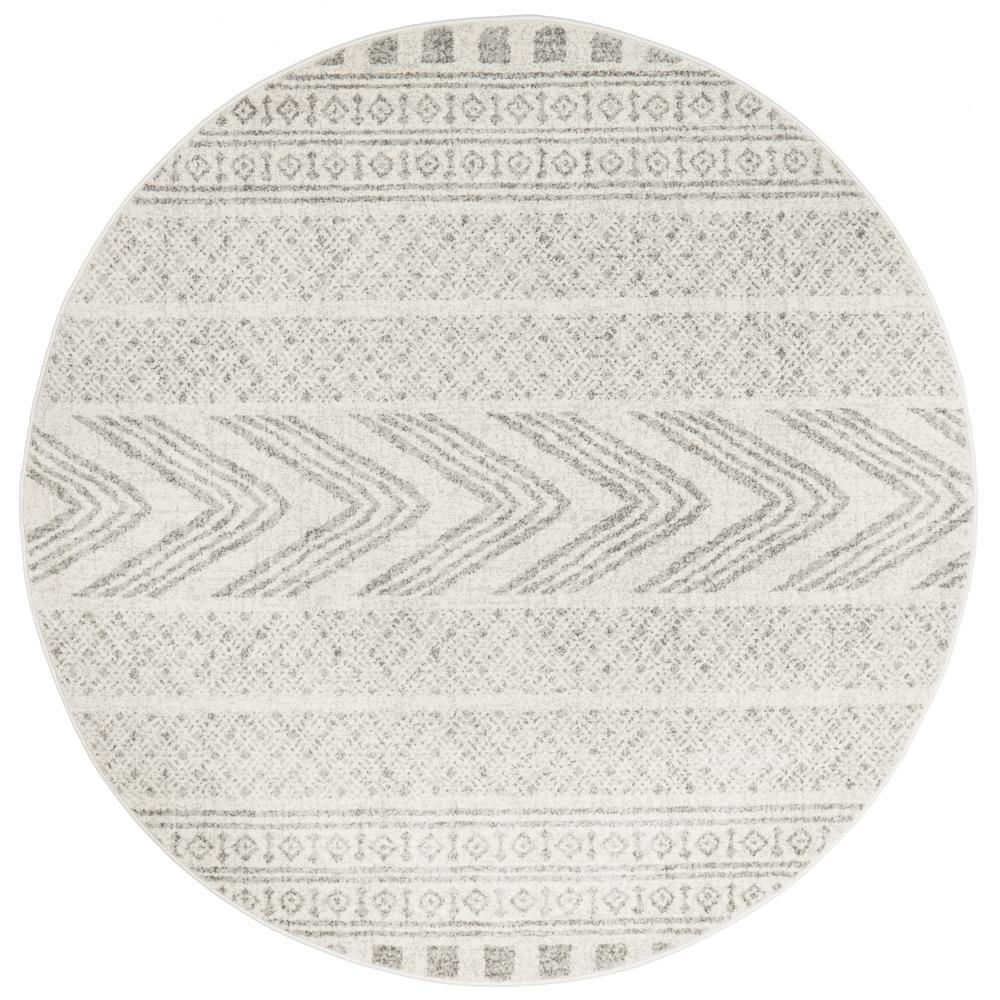 Mirage Adani Modern Tribal Design Grey Round Rug - Cozy Rugs Australia