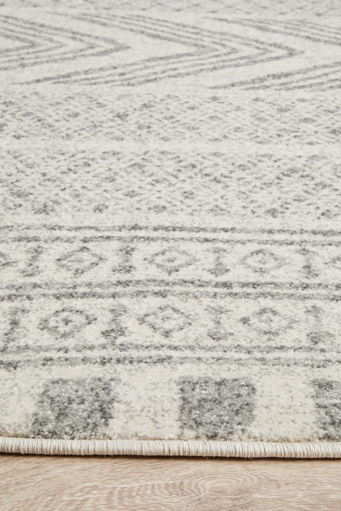 Mirage Adani Modern Tribal Design Grey Round Rug - Cozy Rugs Australia