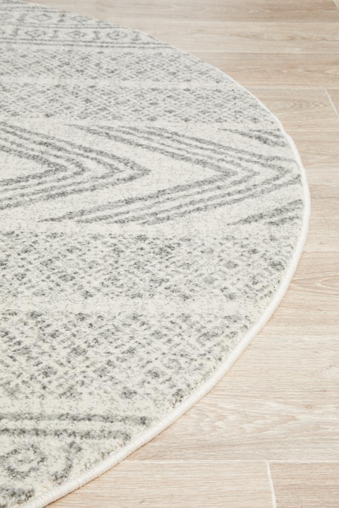 Mirage Adani Modern Tribal Design Grey Round Rug - Cozy Rugs Australia