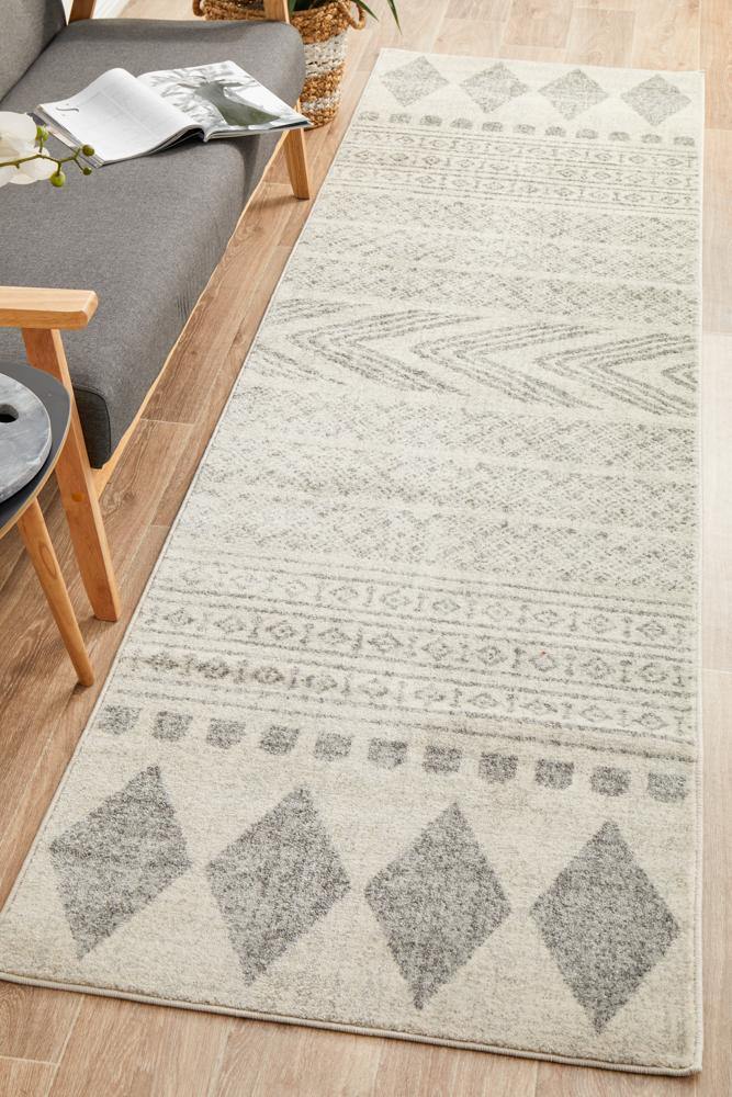 Mirage Adani Modern Tribal Design Grey Runner Rug - Cozy Rugs Australia