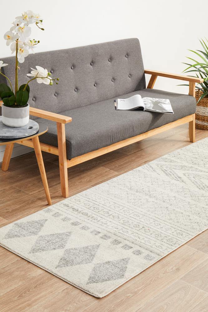 Mirage Adani Modern Tribal Design Grey Runner Rug - Cozy Rugs Australia