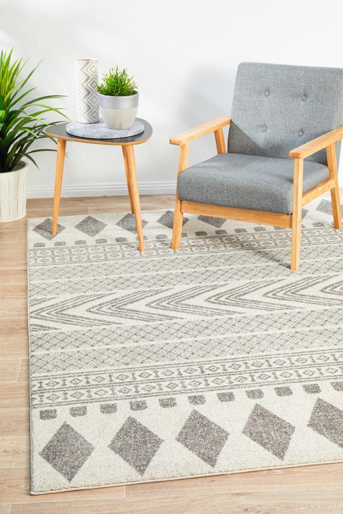 Mirage Adani Modern Tribal Design Grey Rug - Cozy Rugs Australia
