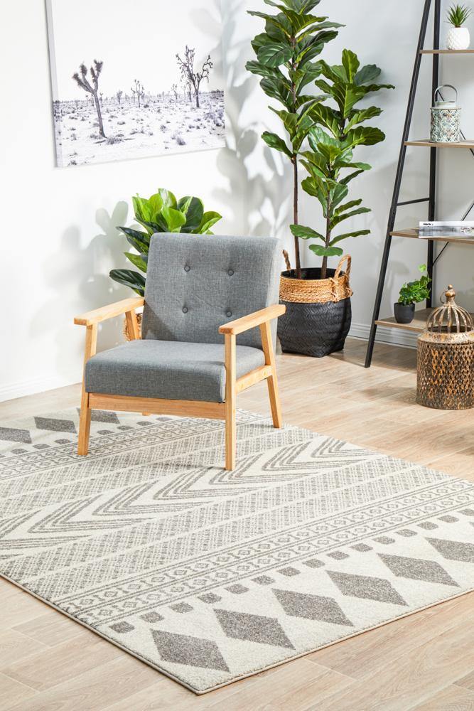 Mirage Adani Modern Tribal Design Grey Rug - Cozy Rugs Australia