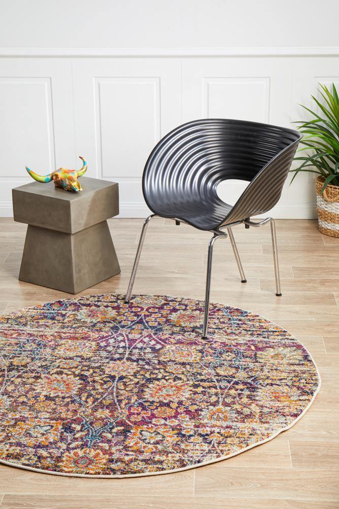 Mirage Zolan Transitional Multi Round Rug - Cozy Rugs Australia