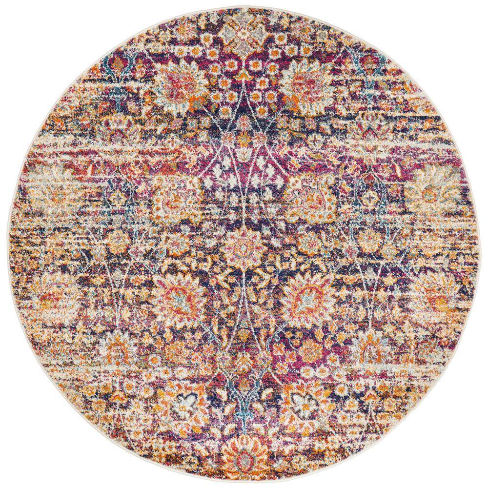 Mirage Zolan Transitional Multi Round Rug - Cozy Rugs Australia