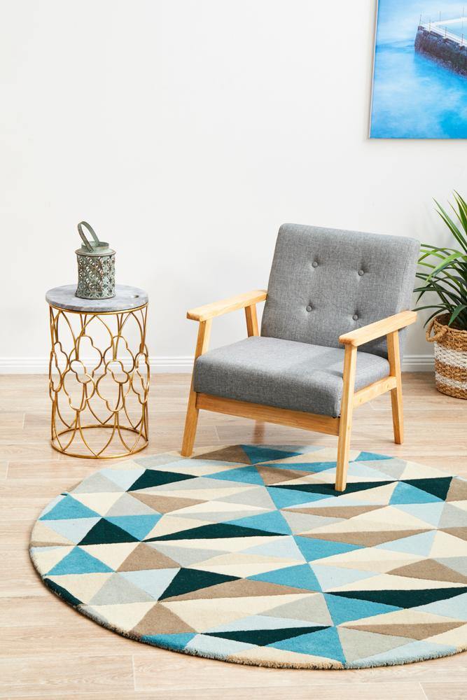 Matrix Pure Wool 901 Turquoise Round Rug - Cozy Rugs Australia