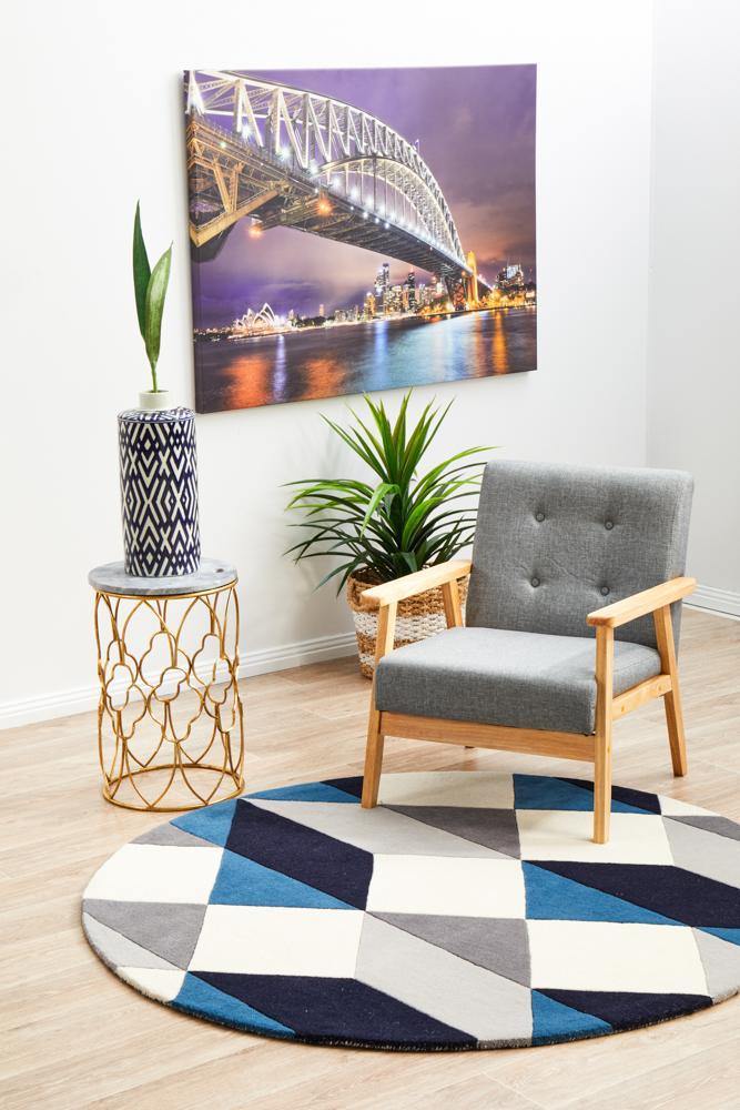 Matrix Pure Wool 904 Steel Round Rug - Cozy Rugs Australia