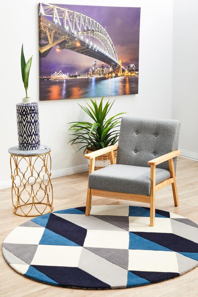 Matrix Pure Wool 904 Steel Round Rug - Cozy Rugs Australia