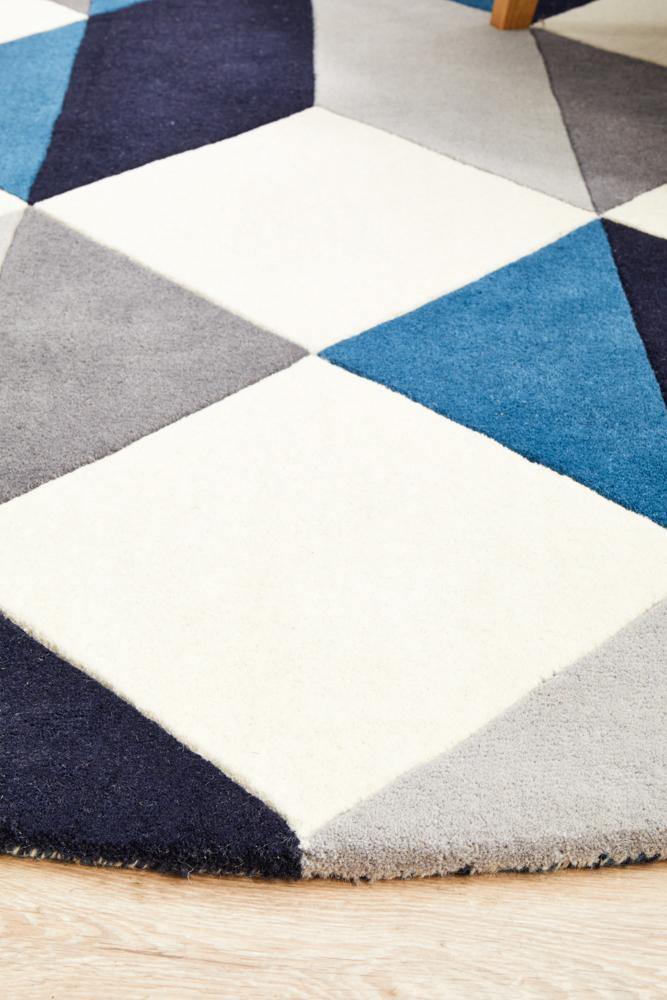 Matrix Pure Wool 904 Steel Round Rug - Cozy Rugs Australia