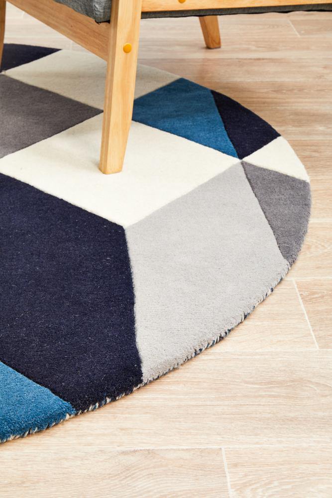 Matrix Pure Wool 904 Steel Round Rug - Cozy Rugs Australia