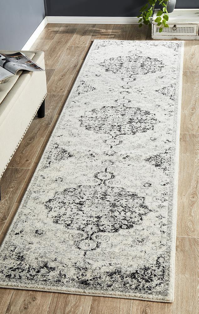 Museum Transitional Charcoal Runner Rug - Cozy Rugs Australia