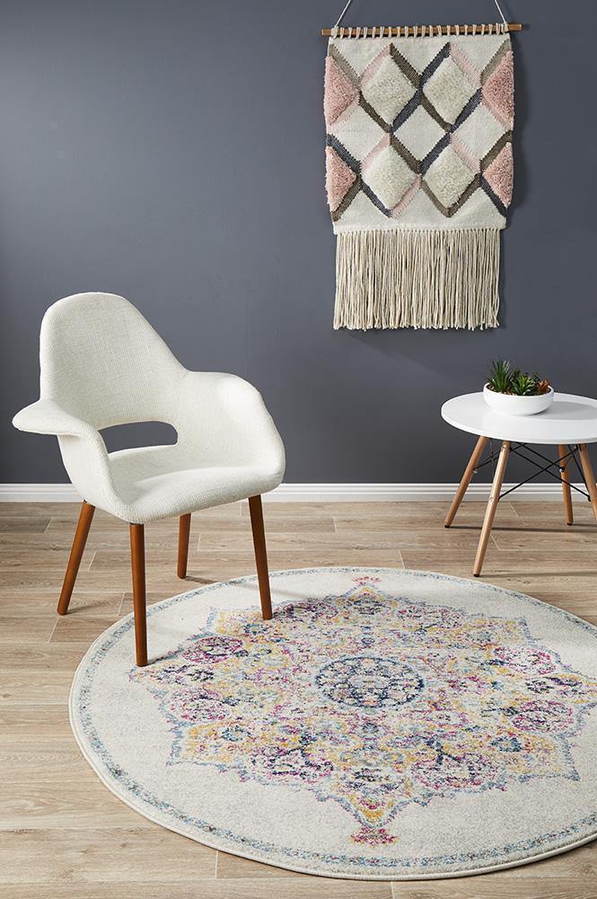 Museum Kendall Bone Round Rug - Cozy Rugs Australia