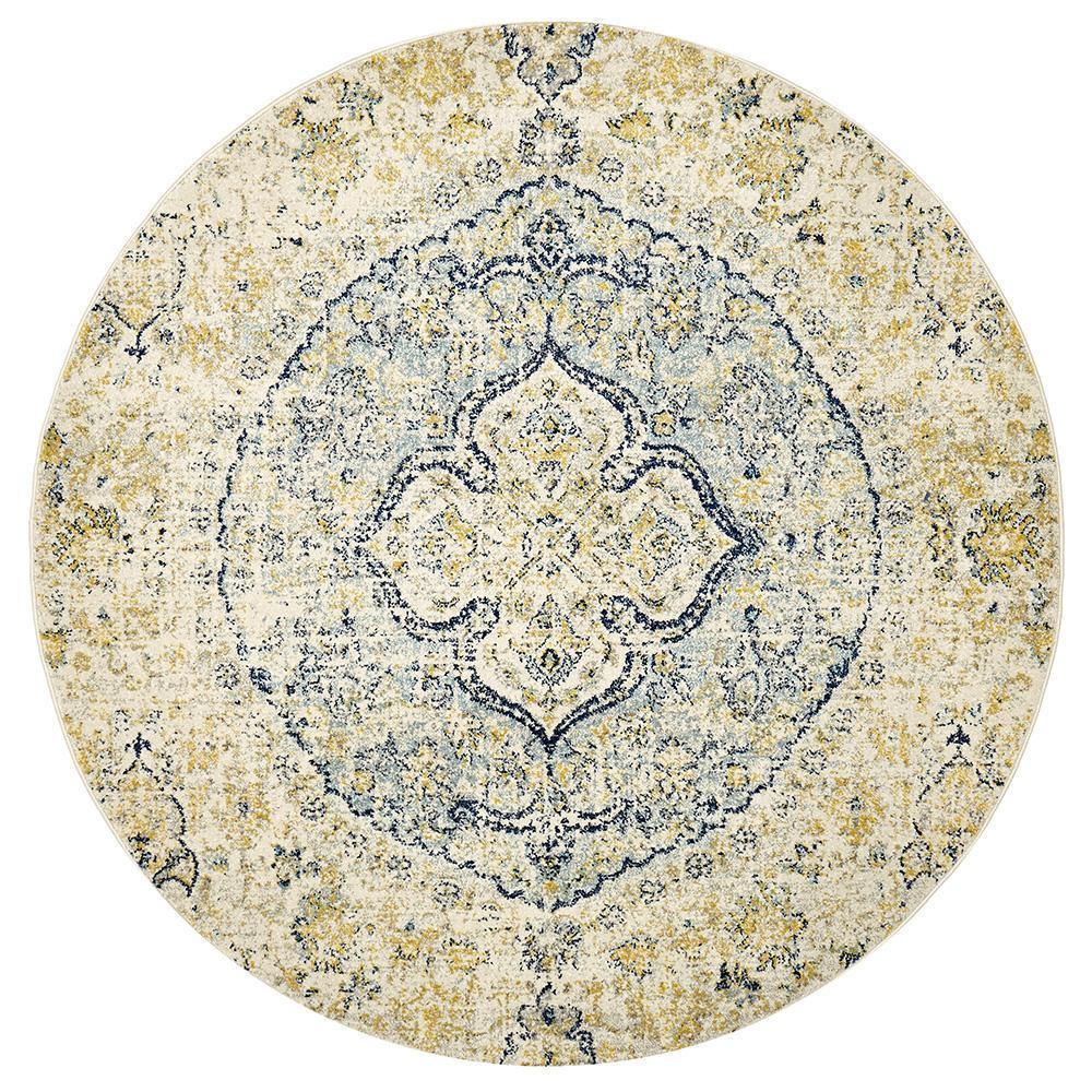 Museum Tyler Sky Blue Round Rug - Cozy Rugs Australia